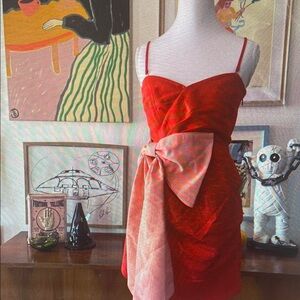 Elegant Red and Pink Dress